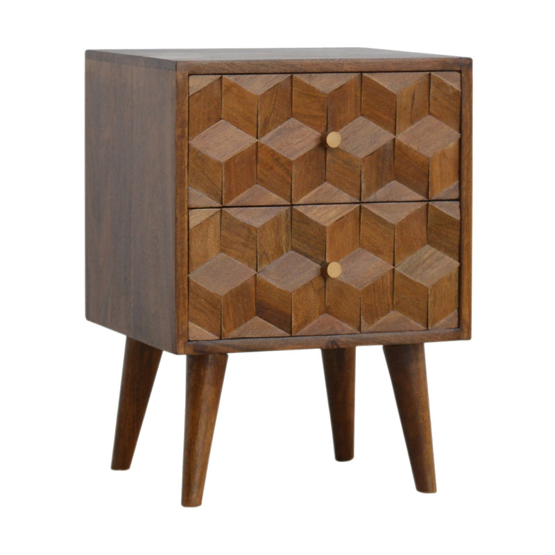 Chestnut Cube Carved Bedside-TrendGoat