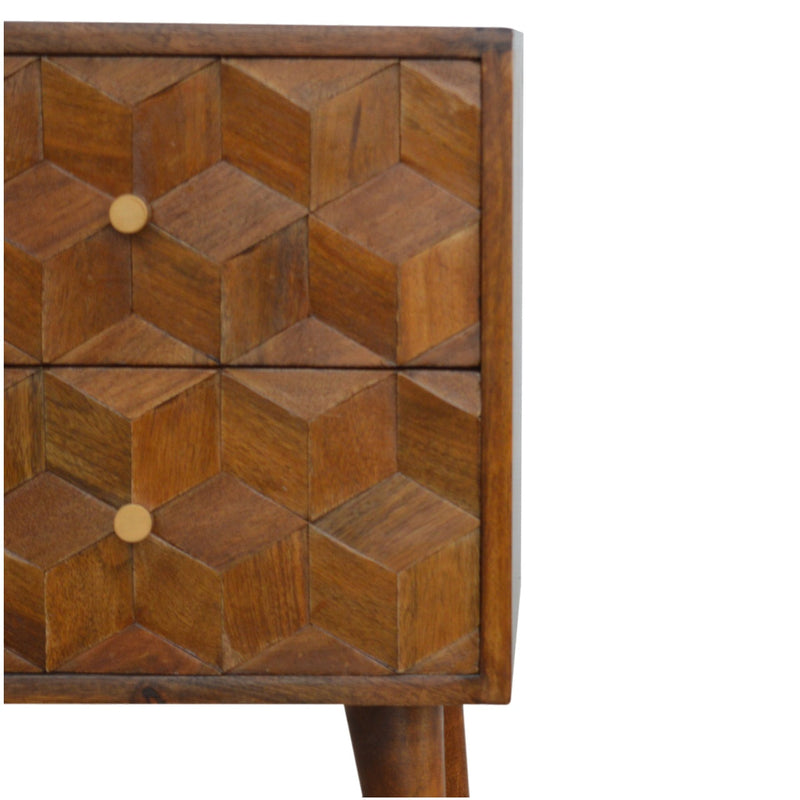 Chestnut Cube Carved Bedside-TrendGoat