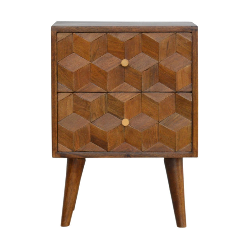 Chestnut Cube Carved Bedside-TrendGoat