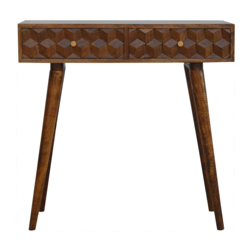 Chestnut Cube Carved Console Table-TrendGoat