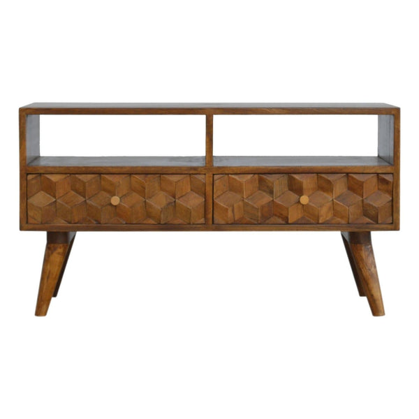 Chestnut Cube Carved TV Unit-TrendGoat