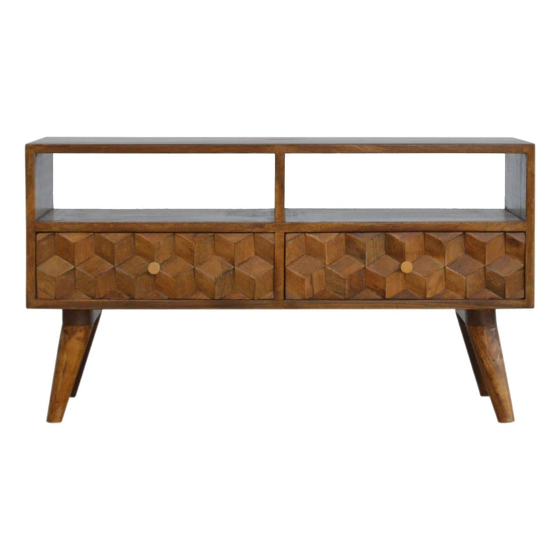 Chestnut Cube Carved TV Unit-TrendGoat