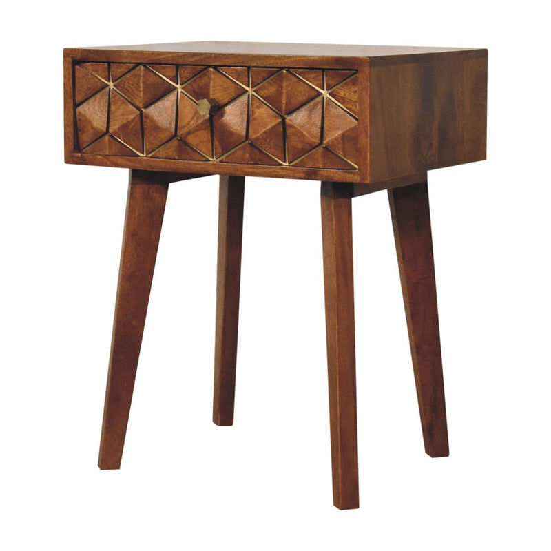 Chestnut Cubed Brass Inlay Bedside-TrendGoat