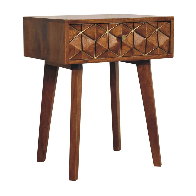 Chestnut Cubed Brass Inlay Bedside-TrendGoat