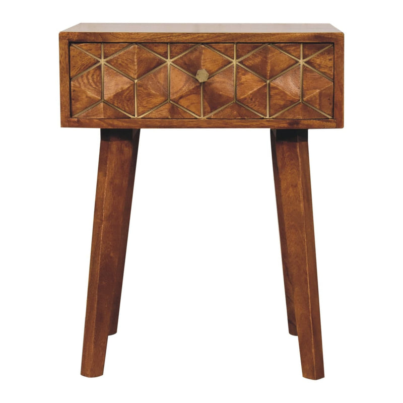 Chestnut Cubed Brass Inlay Bedside-TrendGoat