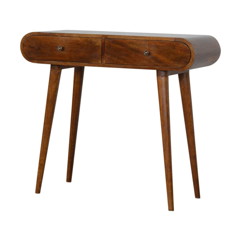 Chestnut Curved Edge Console Table-TrendGoat