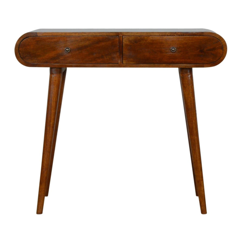 Chestnut Curved Edge Console Table-TrendGoat