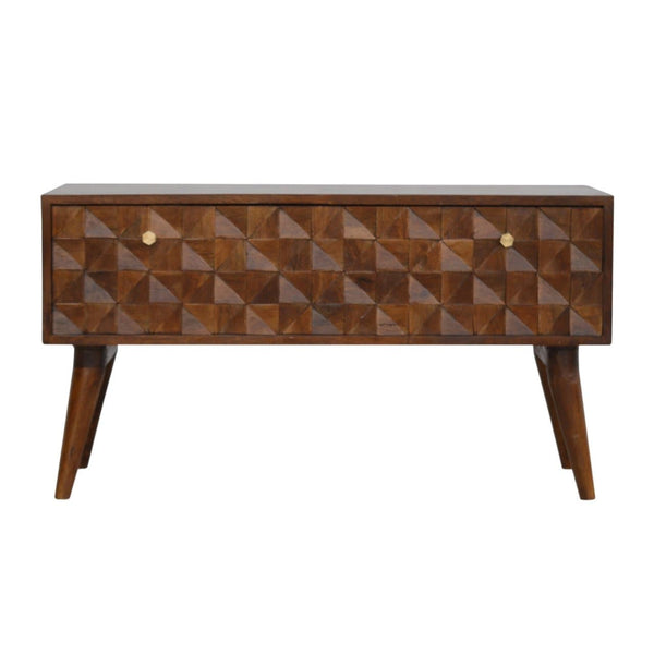 Chestnut Diamond Carved Storage Hallway Bench-TrendGoat