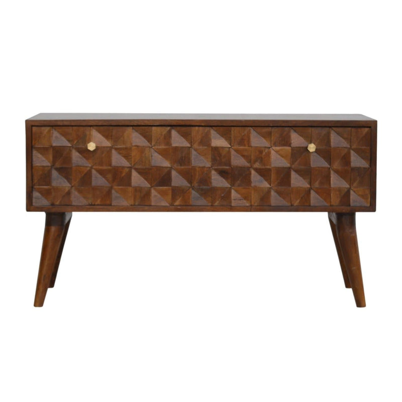 Chestnut Diamond Carved Storage Hallway Bench-TrendGoat