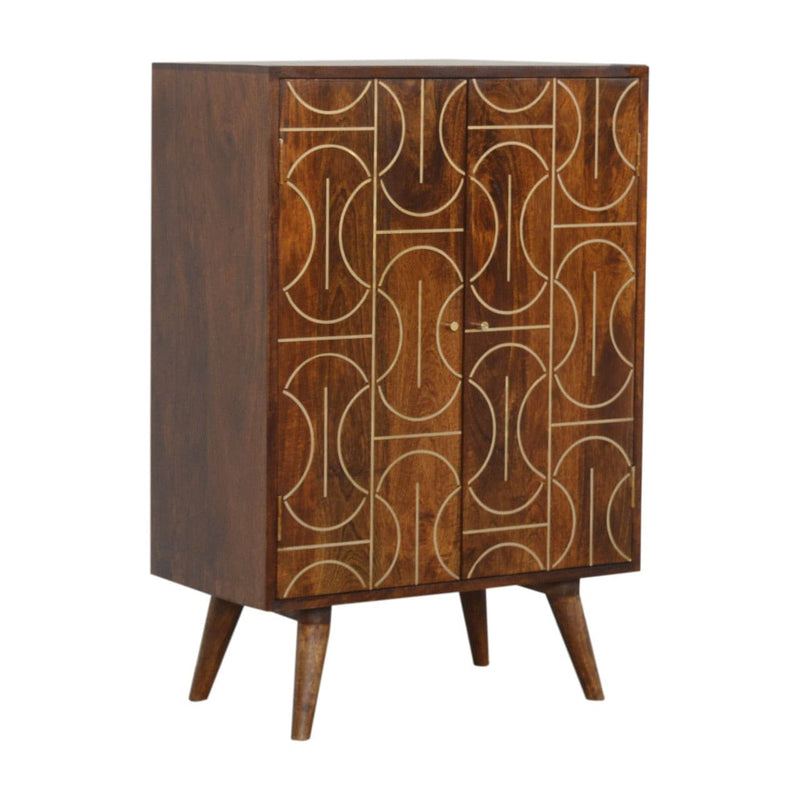 Chestnut Gold Inlay Abstract Cabinet-TrendGoat