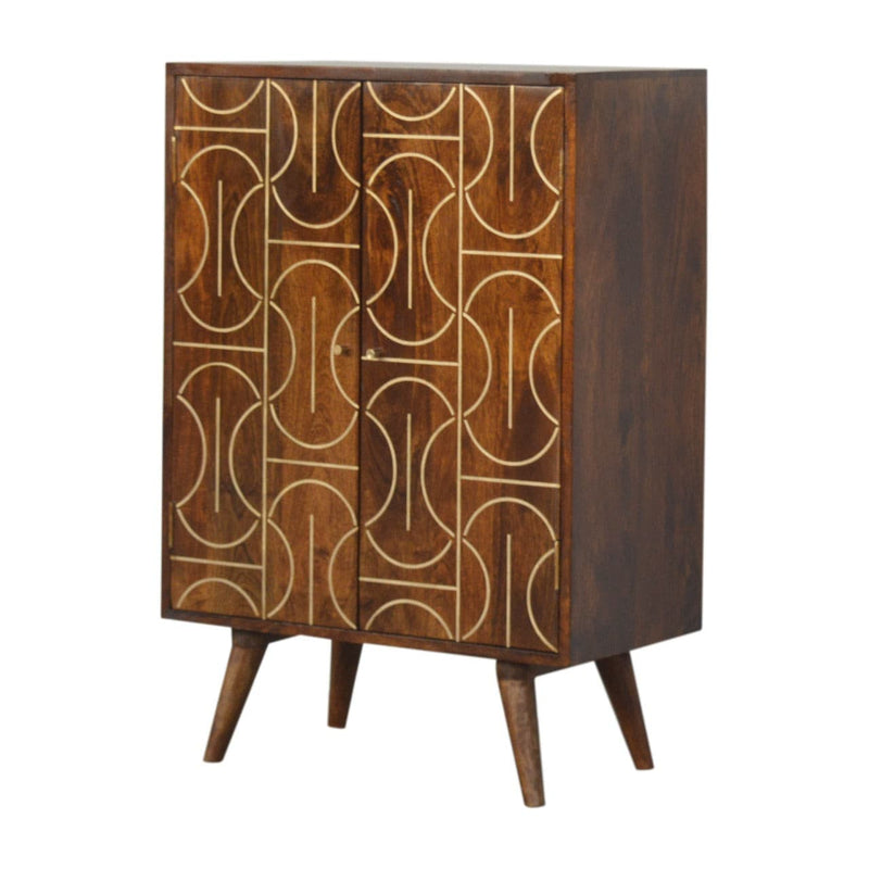 Chestnut Gold Inlay Abstract Cabinet-TrendGoat