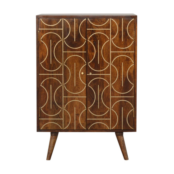 Chestnut Gold Inlay Abstract Cabinet-TrendGoat