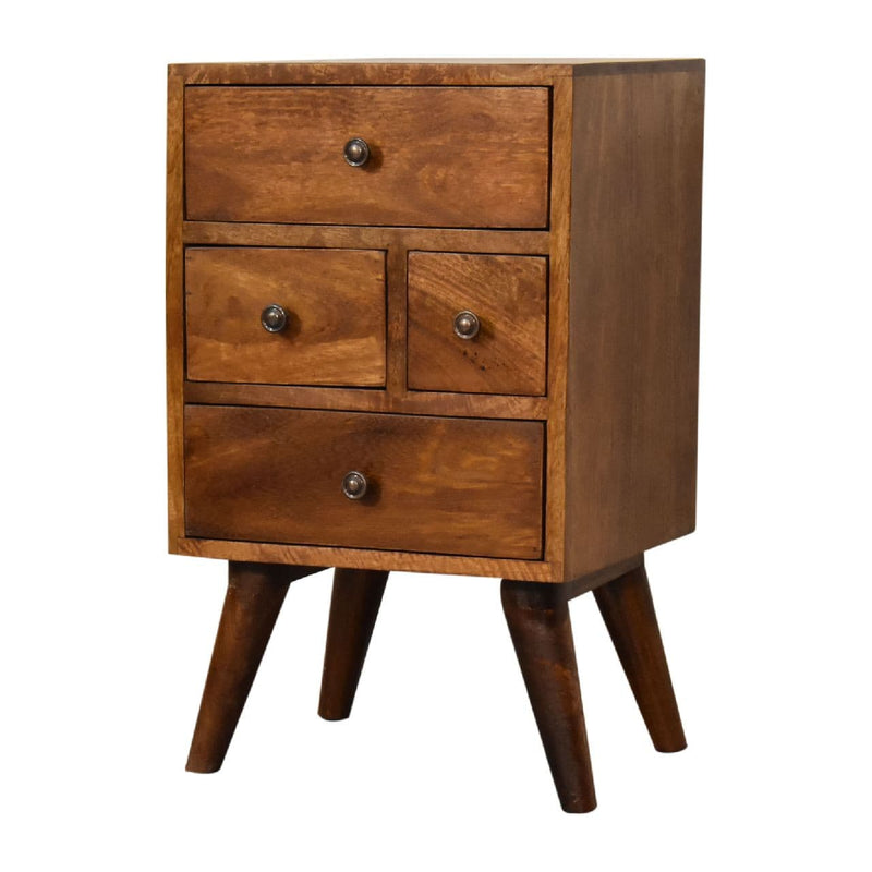 Chestnut Nordic Style 4 Drawer Multi Bedside-TrendGoat