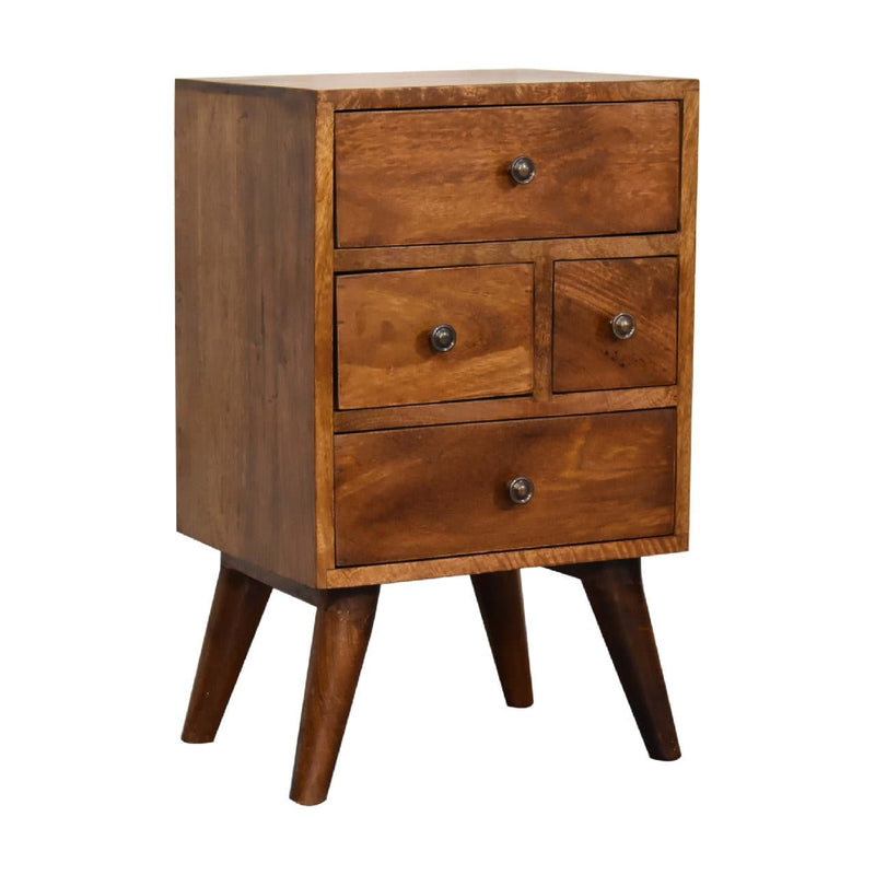 Chestnut Nordic Style 4 Drawer Multi Bedside-TrendGoat