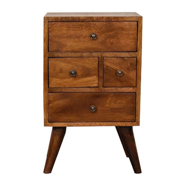 Chestnut Nordic Style 4 Drawer Multi Bedside-TrendGoat