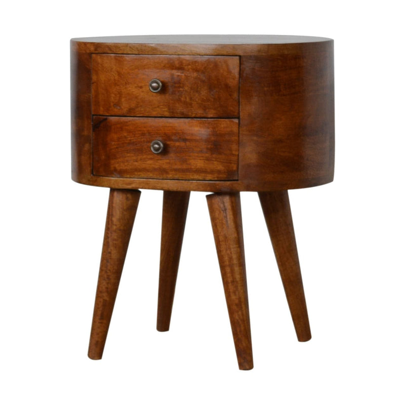 Chestnut Rounded Bedside Table-TrendGoat