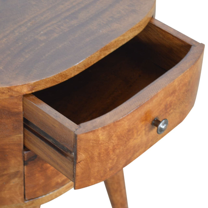 Chestnut Rounded Bedside Table-TrendGoat