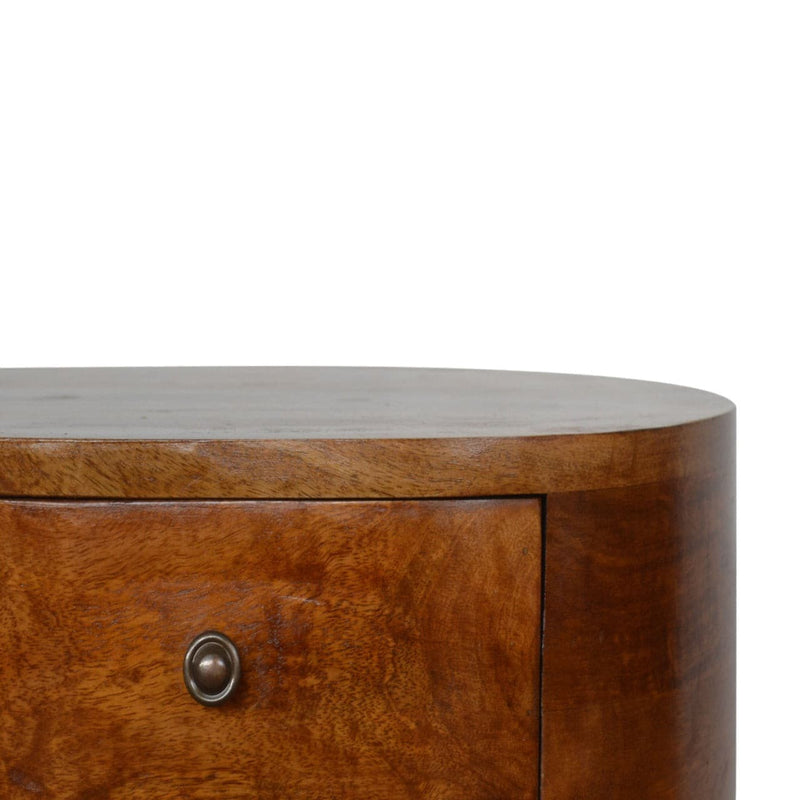 Chestnut Rounded Bedside Table-TrendGoat