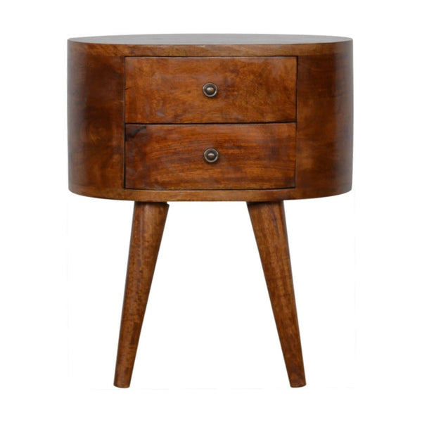 Chestnut Rounded Bedside Table-TrendGoat