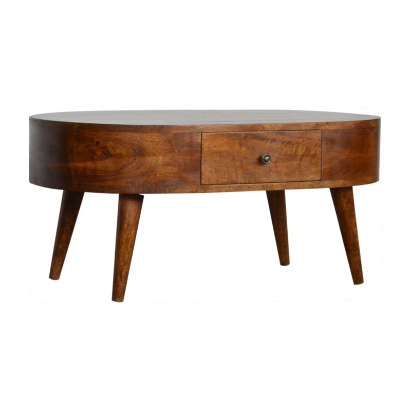 Chestnut Rounded Coffee Table-TrendGoat