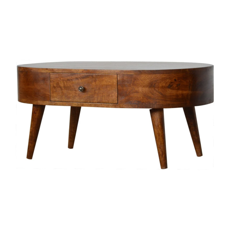 Chestnut Rounded Coffee Table-TrendGoat