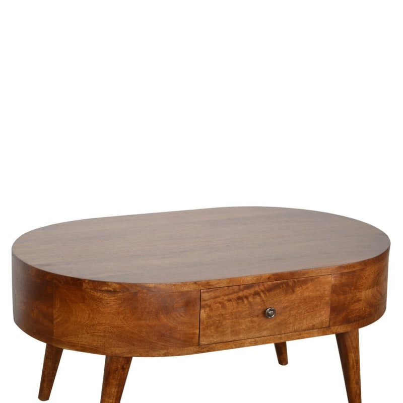 Chestnut Rounded Coffee Table-TrendGoat