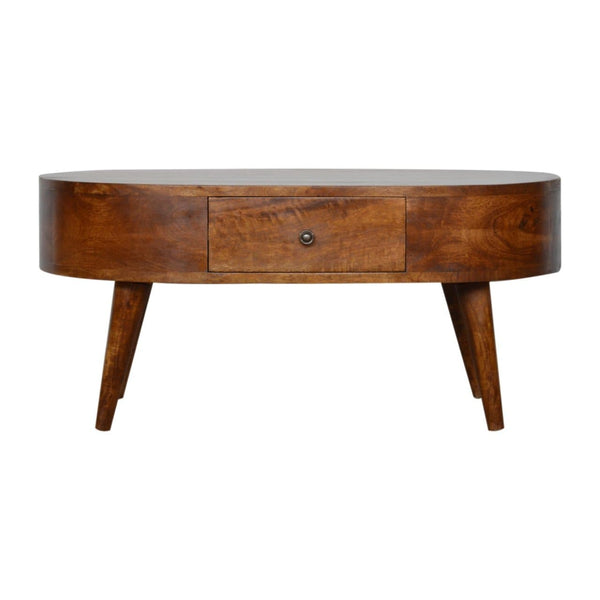 Chestnut Rounded Coffee Table-TrendGoat