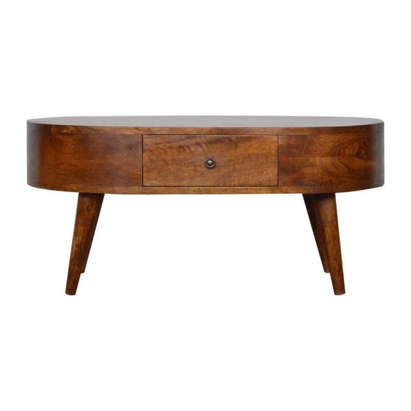 Chestnut Rounded Coffee Table-TrendGoat