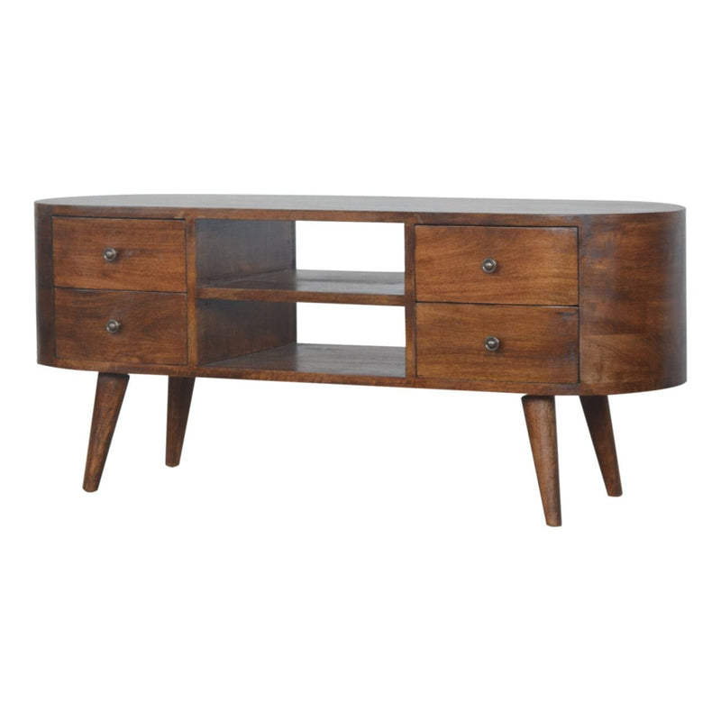 Chestnut Rounded Entertainment Unit-TrendGoat