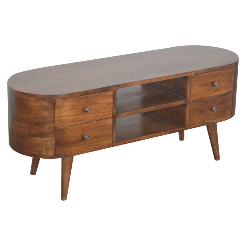 Chestnut Rounded Entertainment Unit-TrendGoat