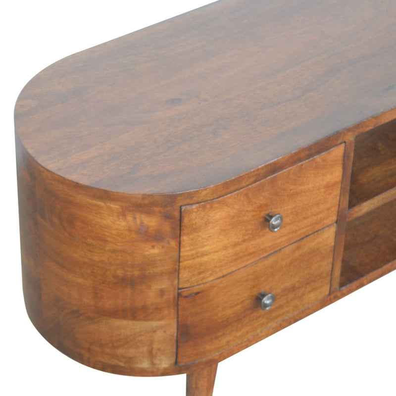 Chestnut Rounded Entertainment Unit-TrendGoat