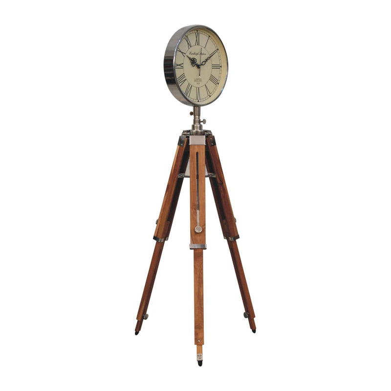 Chrome Tripod Extendable Floor Clock-TrendGoat