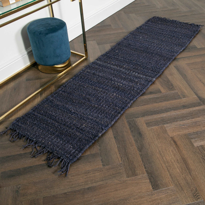 Chunky Navy Jute Runner Rug (60 x 230cm)-TrendGoat