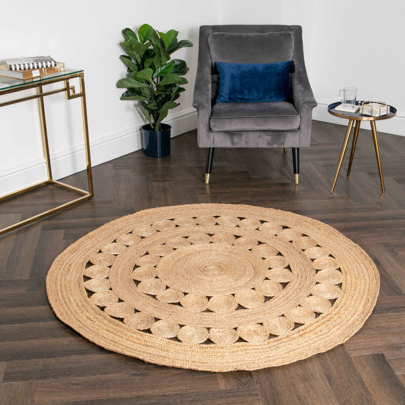 Circle Pattern Round Jute Rug (2 sizes)-TrendGoat