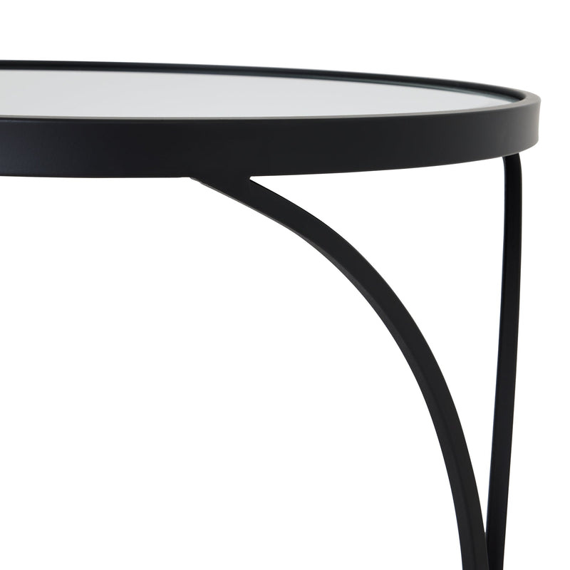 Concaved Set Of Two Black Mirrored Side Tables-TrendGoat