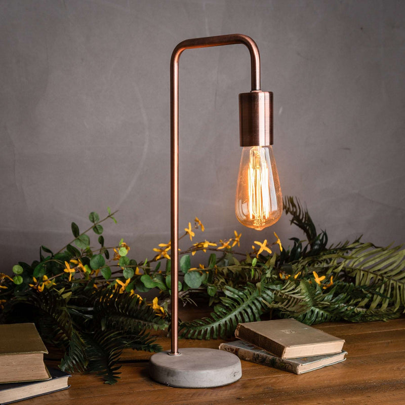 Copper Industrial Lamp With Stone Base-TrendGoat