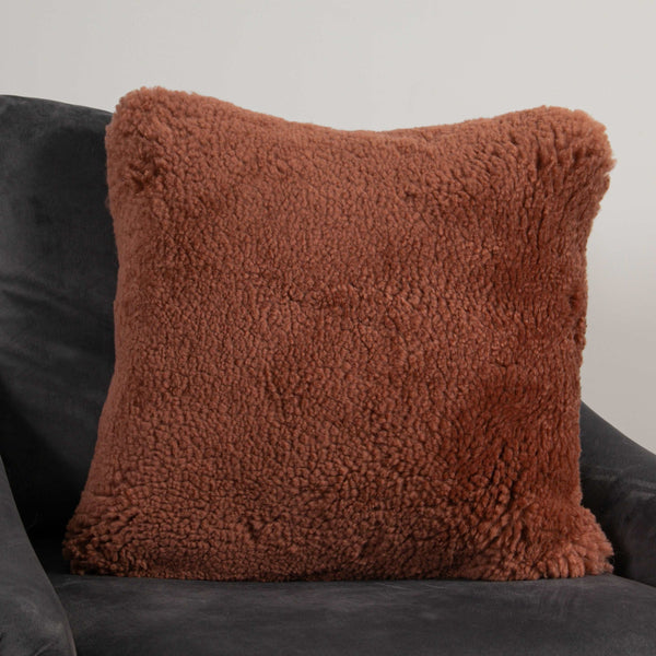 Coral Short Pile Sheepskin Cushion-TrendGoat