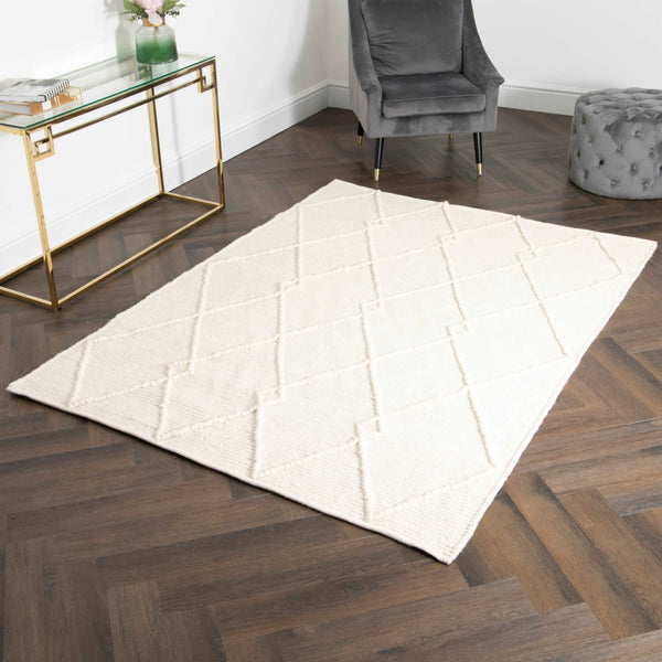 Cream Diamond Pattern Large Rug (3 sizes)-TrendGoat