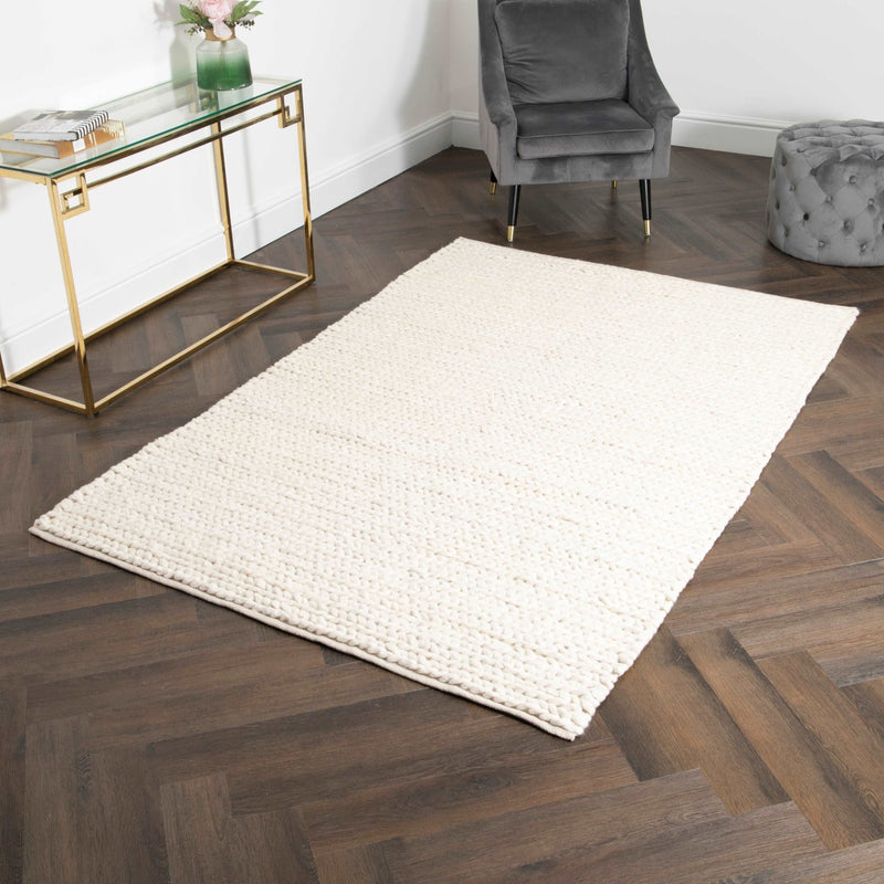 Cream Knitted Large Rug (3 sizes)-TrendGoat