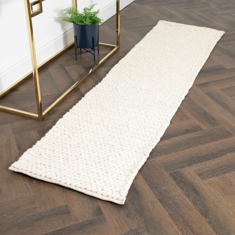 Cream Knitted Runner Rug (60 x 230cm)-TrendGoat