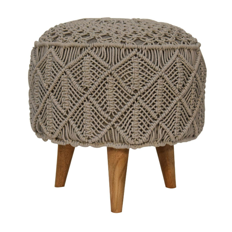 Crotchet Grey Footstool-TrendGoat