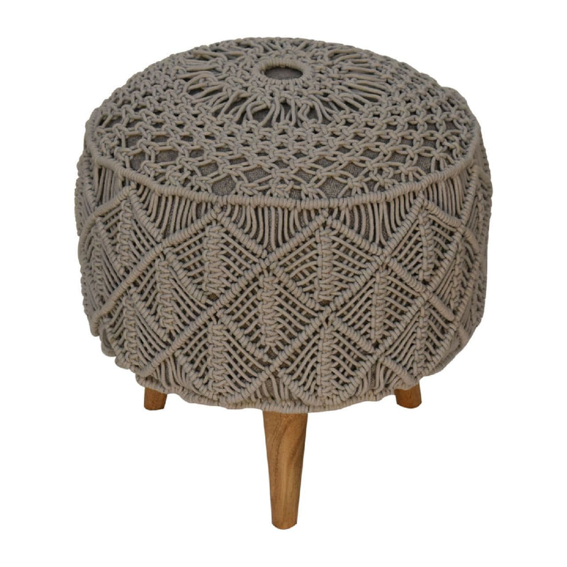 Crotchet Grey Footstool-TrendGoat