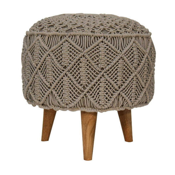 Crotchet Grey Footstool-TrendGoat