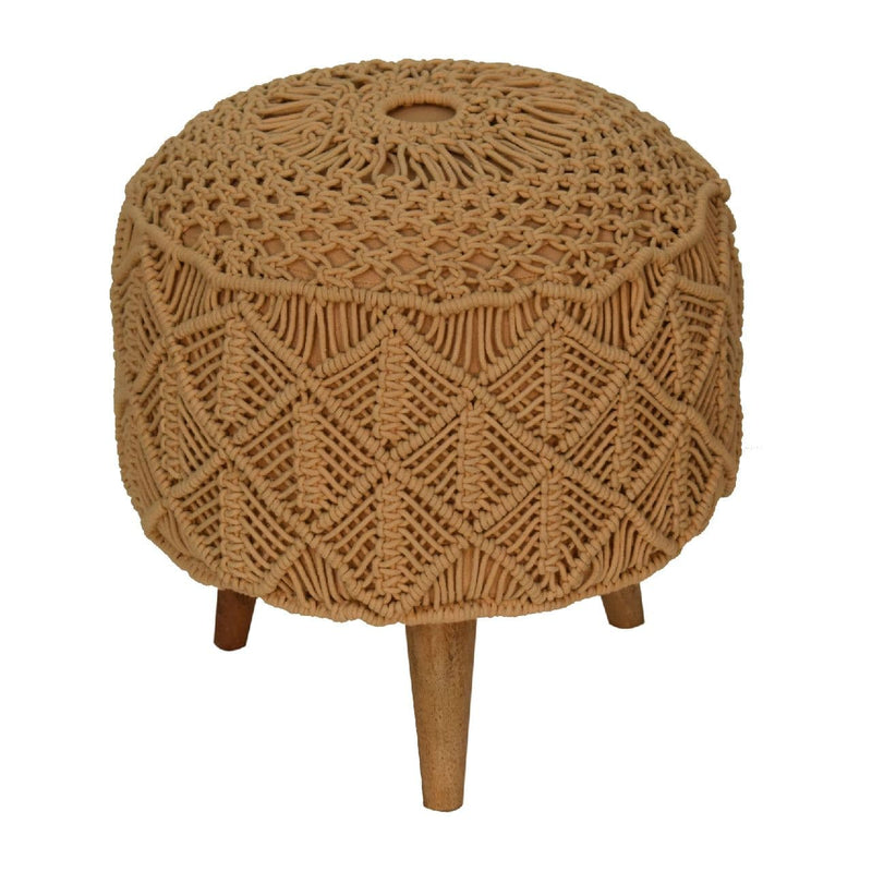 Crotchet Mustard Footstool-TrendGoat