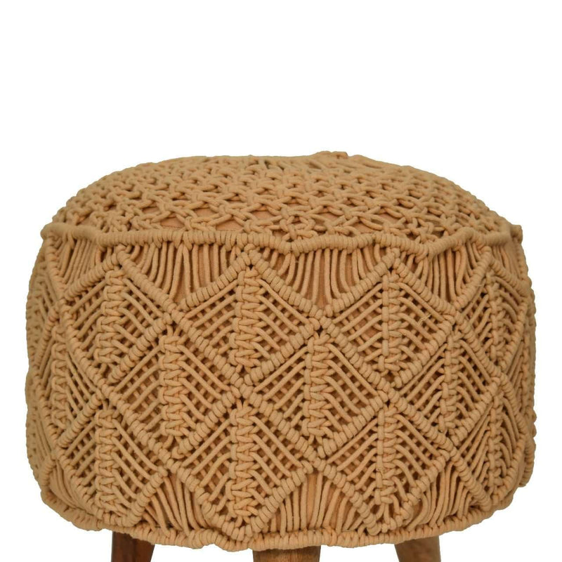 Crotchet Mustard Footstool-TrendGoat