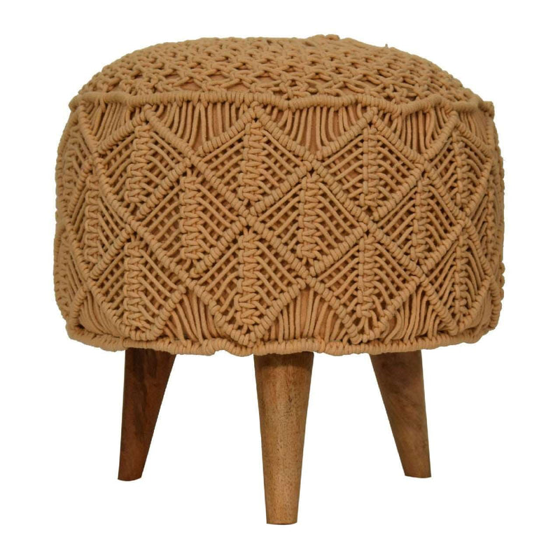 Crotchet Mustard Footstool-TrendGoat