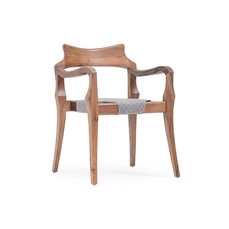 Curved Back Dining Chair with Armrest-TrendGoat