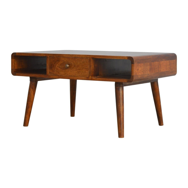 Curved Chestnut Coffee Table-TrendGoat