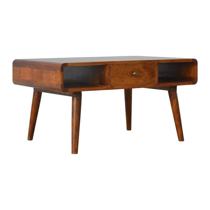 Curved Chestnut Coffee Table-TrendGoat