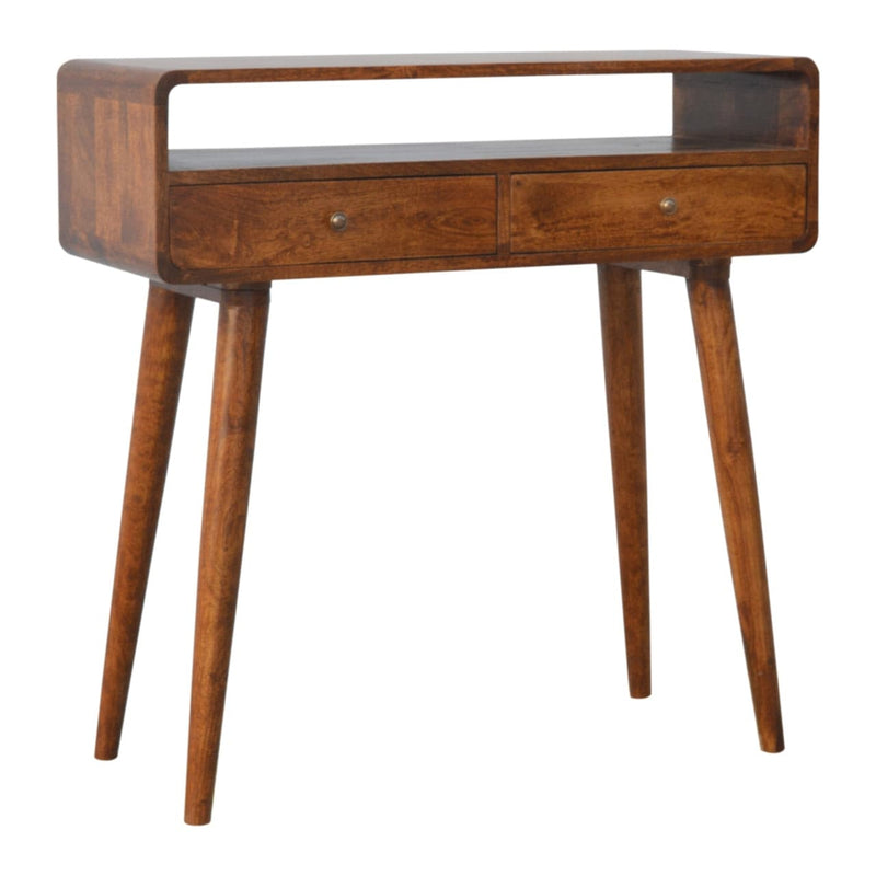 Curved Chestnut Console Table-TrendGoat